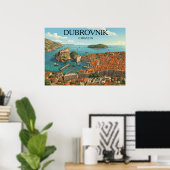 Retro Dubrovnik Adriatic Coast Illustration Travel Poster (Heimbüro)