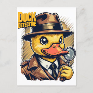 Retro Duck Detection on Yellow Faded Lines Postcar Postkarte