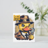 Retro Duck Detection on Yellow Faded Lines Postcar Postkarte (Stehend Vorderseite)