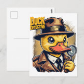 Retro Duck Detection on Yellow Faded Lines Postcar Postkarte (Vorne/Hinten)