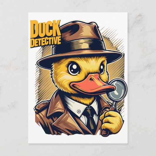 Retro Duck Detection on Yellow Faded Lines Postcar Postkarte (Vorderseite)