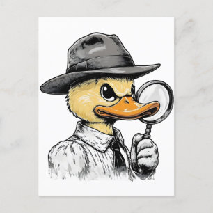 Retro Duck Detection on Yellow Faded Lines Postcar Postkarte