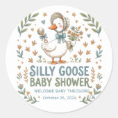 Retro Duck & Gosling Baby Shower  Runder Aufkleber (Vorderseite)