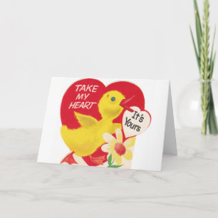 Retro Duck Valentine's Day Grußkarte Feiertagskarte