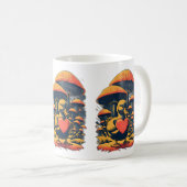 Retro Duckling hält eine Herz-Tasse Kaffeetasse (VorderseiteRechts)