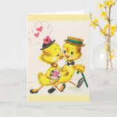 Retro Duckling Jubiläum oder Hochzeitskarte Karte (Gelbe Blume)