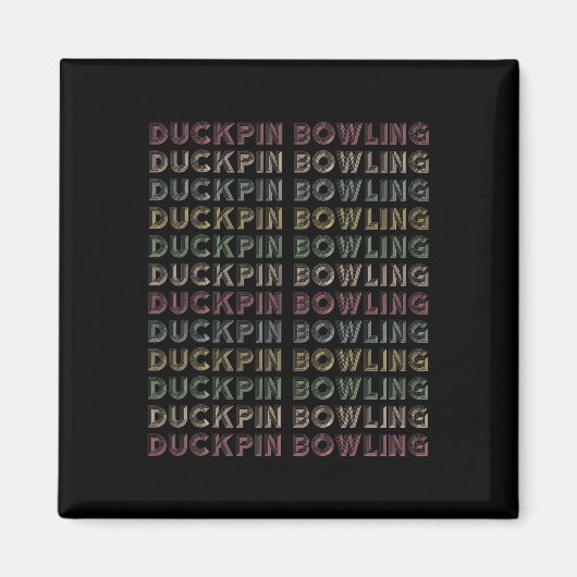 Retro-Duckpin-Bowling Wiederholender Vintage-Bowle Magnet (Vorne)