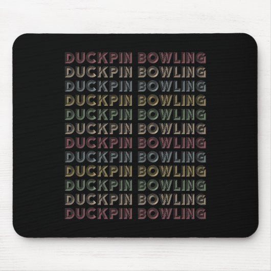 Retro-Duckpin-Bowling Wiederholender Vintage-Bowle Mousepad (Vorne)
