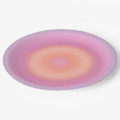 Retro dunkelblaue und rosa Abstrakte Aura Pappteller (Schrägansicht)
