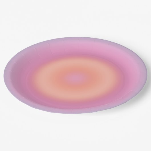 Retro dunkelblaue und rosa Abstrakte Aura Pappteller (Schrägansicht)