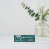 Retro dunkelblaues Raum-Mosaik-High-Teche Mini Visitenkarte (Stehend Vorderseite)