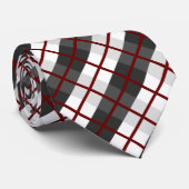 Retro Dunkelrot und Weiß Karierte Muster Krawatte (Gerollt)