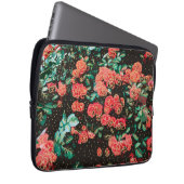 Retro dunkelrote Rosen Pünktchen Blumenmuster Laptopschutzhülle (Vorne Rechts)