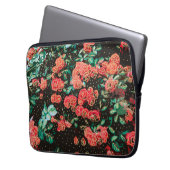 Retro dunkelrote Rosen Pünktchen Blumenmuster Laptopschutzhülle (Vorderseite Links)