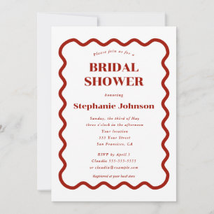 Retro Dunkelrotes Brautparty der 1950er Jahre Einladung