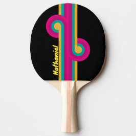 Retro-Dunkle 80er-Schleife mit Namen Tischtennis Schläger