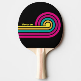 Retro-Dunkle 80er-Streifen mit Namen Tischtennis Schläger