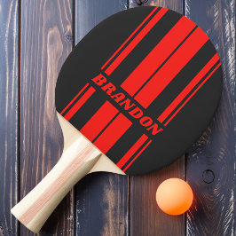 Retro Dunkle Doppelplatinenstreifen mit Namen Tischtennis Schläger