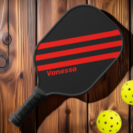 Retro Dunkle drei Streifen mit Namen Pickleball Schläger