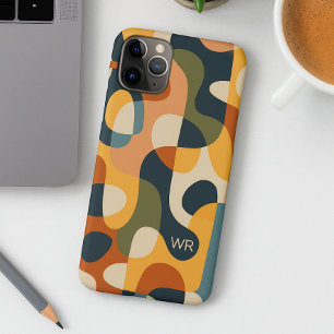 Retro dunkle Farben amorphe Formen Kunstmuster iPhone 16 Pro Max Hülle