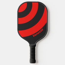 Retro Dunkler Dreikreis Streifen mit Namen Pickleball Schläger