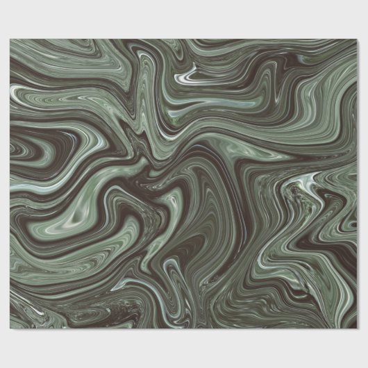 Retro Dunkler grüner Marmor Geschenkpapier (Flach)