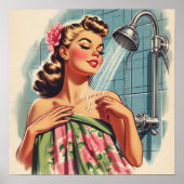 Retro-Dusche Button nach oben Poster (Vorne)