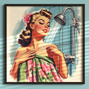 Retro-Dusche Button nach oben Poster