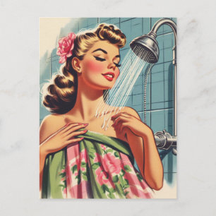 Retro-Dusche Button nach oben Postkarte