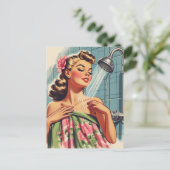 Retro-Dusche Button nach oben Postkarte (Stehend Vorderseite)