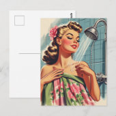 Retro-Dusche Button nach oben Postkarte (Vorne/Hinten)