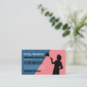 Retro Duster Silhouette, Housekeeper, Haushaltshil Visitenkarte (Stehend Vorderseite)