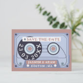 Retro Dusty Pink Cassette Tape Hochzeit Save The Date (Stehend Vorderseite)
