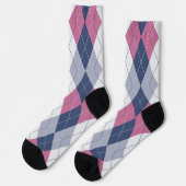 Retro Dusty Pink Slate Blue Navy Preppy Raute Socken (Linkes Detail)