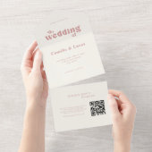 Retro Dusty Rose QR-Code Alle in einer Einladung (Abreißen)