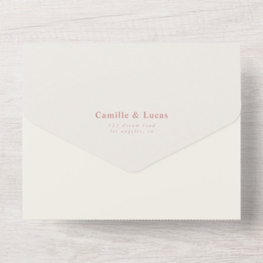 Retro Dusty Rose QR-Code Alle in einer Einladung (Rückseite)