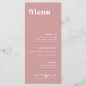 Retro Dusty Rose Rust Wedding Menu Menükarte (Vorderseite)