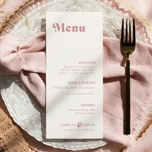 Retro Dusty Rose Rust Wedding Menu Menükarte