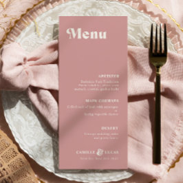 Retro Dusty Rose Rust Wedding Menu Menükarte