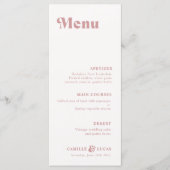 Retro Dusty Rose Rust Wedding Menu Menükarte (Vorderseite)