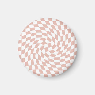 Retro Dusty Rose Sand Pink Checks Checkered     Magnet