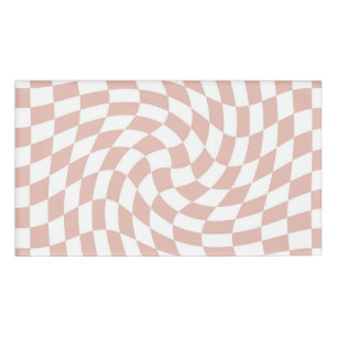 Retro Dusty Rose Sand Pink Karo geprüft Namenschild