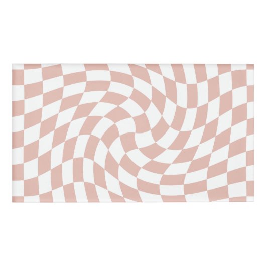Retro Dusty Rose Sand Pink Karo geprüft Namenschild (Vorderseite)