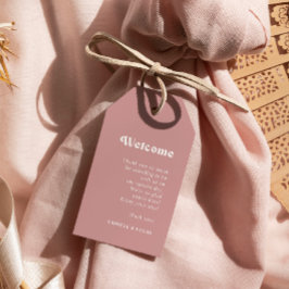 Retro Dusty Rose Wedding Begrüßungstags Geschenkanhänger