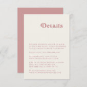 Retro Dusty Rose Wedding Details Umschließkarte Begleitkarte (Vorne/Hinten)