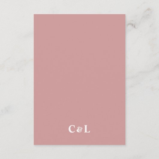 Retro Dusty Rose Wedding Details Umschließkarte Begleitkarte (Rückseite)