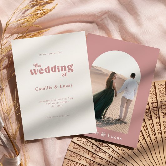 Retro Dusty Rose Wedding Party Einladung