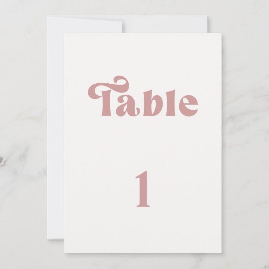 Retro Dusty Rose Wedding Tischnummer (Vorderseite)