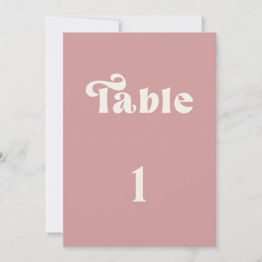 Retro Dusty Rose Wedding Tischnummer (Vorderseite)
