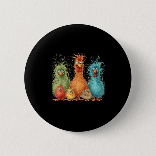 Retro Eagerlys farbenfrohe Hähnchenkunst für Männe Button (Vorderseite)
